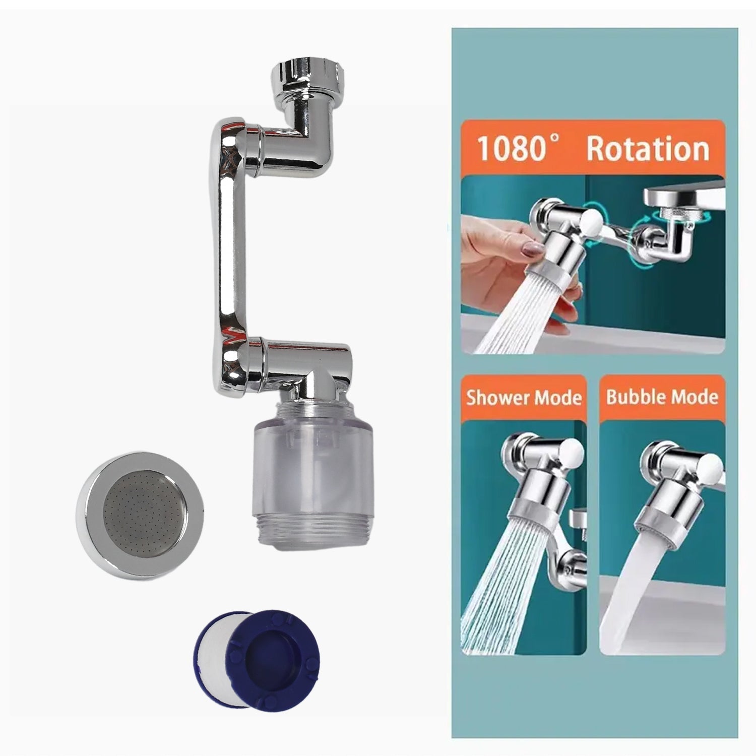 1509 Splash Faucet Filter Faucet, 1080 Rotating Faucet Sprayer Head Double O-ring Design, Movable Tap Water Saving, Sink Aerator Extender For Bathroom Kitchen DeoDap 1509 Splash Faucet Filter Faucet, 1080 Rotating Faucet Sprayer Head Double O-ring Design, Movable Tap Water Saving, Sink Aerator Extender For Bathroom Kitchen DeoDap